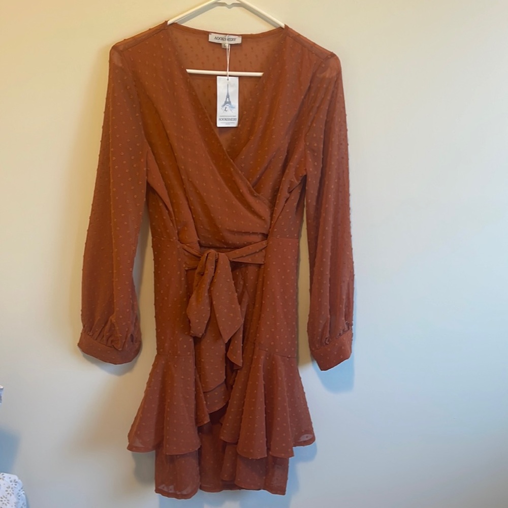 NWT Orange polka dot long sleeve dress